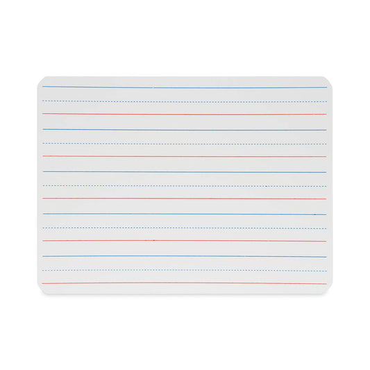 Flipside Magnetic Two-Sided Red and Blue Ruled Dry Erase Board, 12 x 9, Ruled White Front, Unruled White Back, 12/Pack