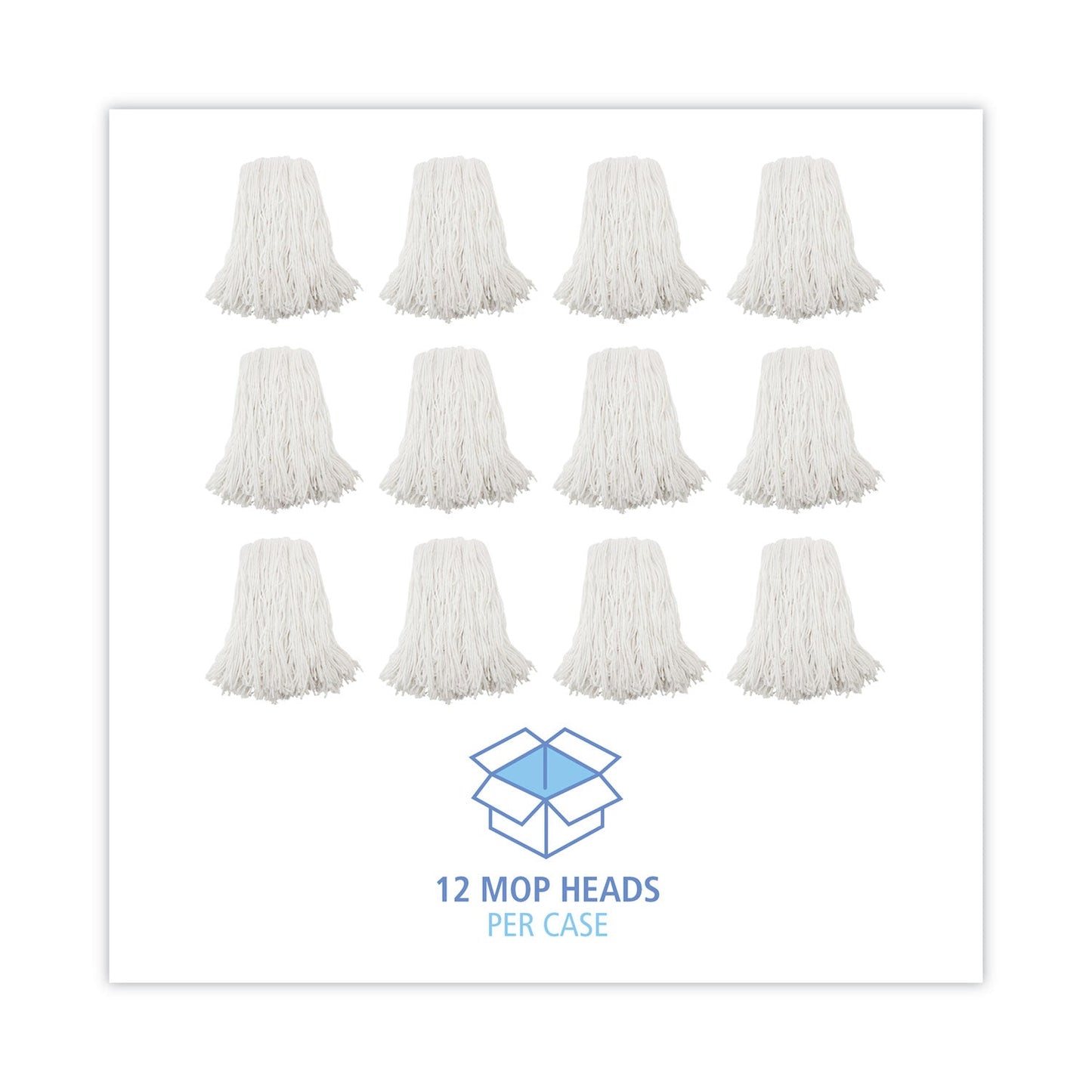 Boardwalk Premium Cut-End Wet Mop Heads, Rayon, 16oz, White, 12/Carton