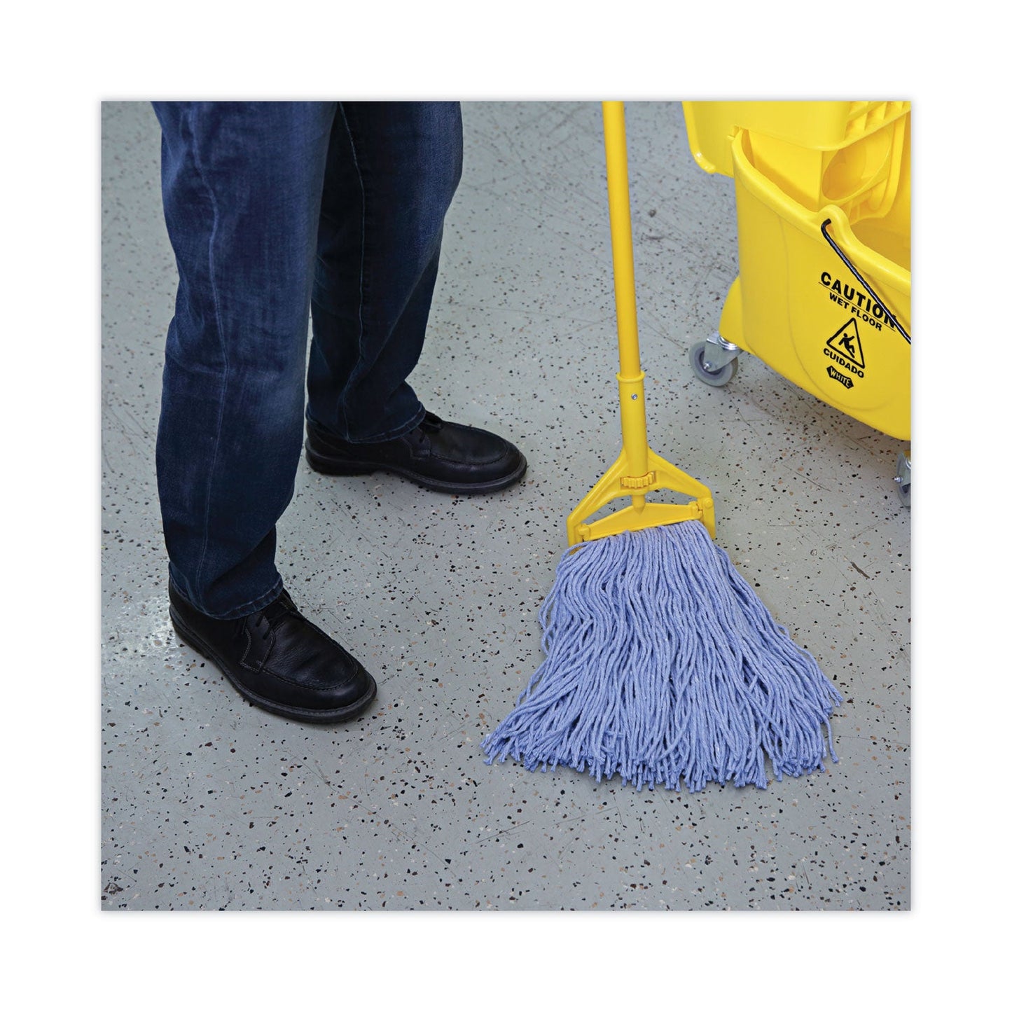 Boardwalk Mop Head, Standard Head, Cotton/Synthetic Fiber, Cut-End, #24, Blue, 12/Carton