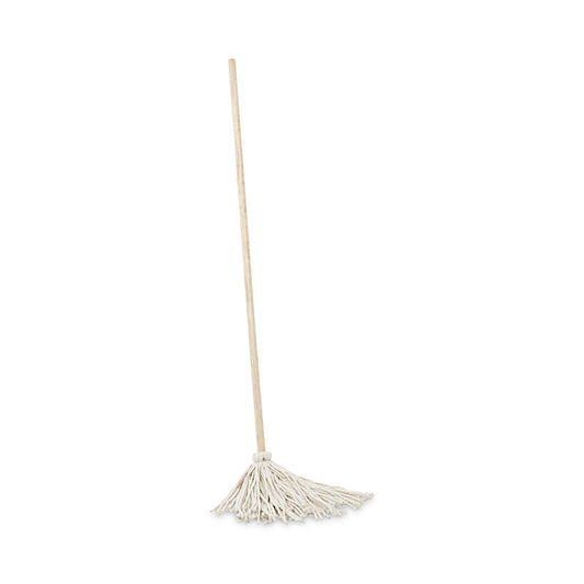 Boardwalk Handle/Deck Mops, 12 oz White Cotton Head, 48" Oak Wood Handle, 6/Pack