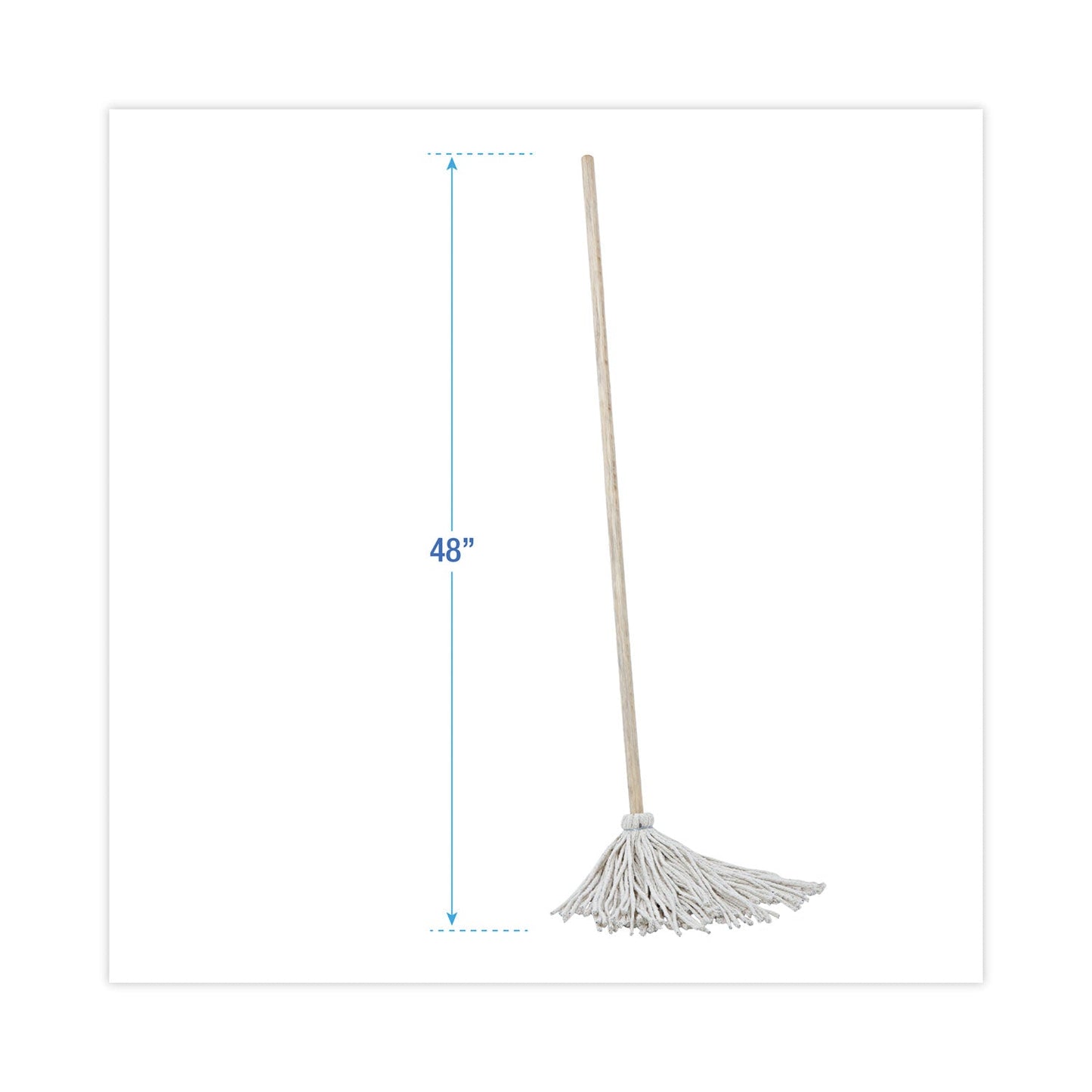 Boardwalk Handle/Deck Mops, 12 oz White Cotton Head, 48" Oak Wood Handle, 6/Pack