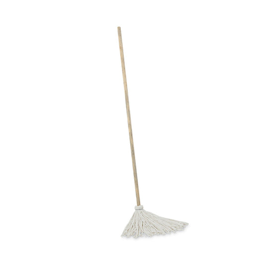 Boardwalk Handle/Deck Mops, 12 oz White Rayon Head, 48" Oak Wood Handle, 6/Pack