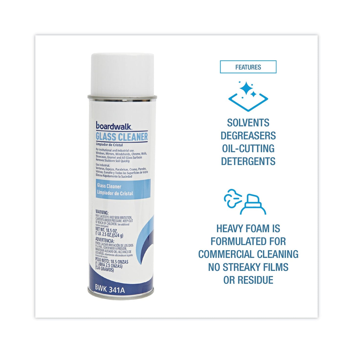 Boardwalk Glass Cleaner, Sweet Scent, 18.5 oz. Aerosol Spray, 12/Carton