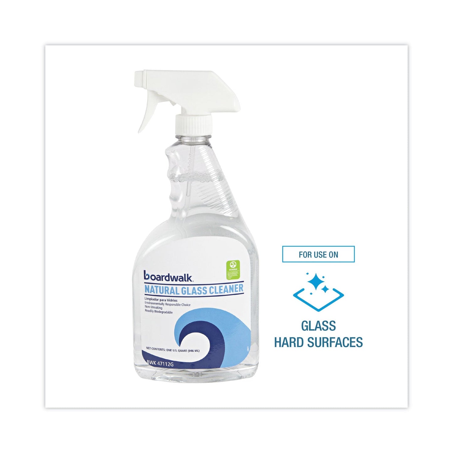 Boardwalk Natural Glass Cleaner, 32 oz Trigger Spray Bottle, 12/Carton