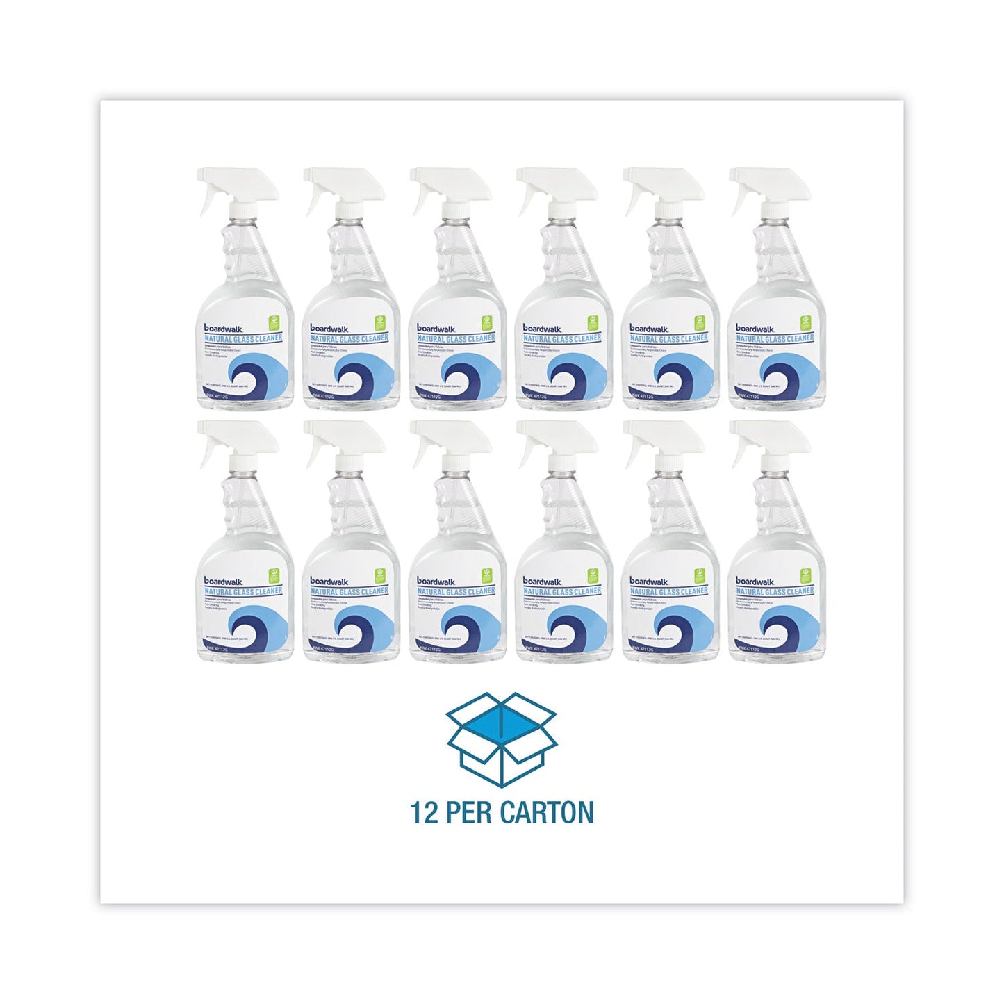 Boardwalk Natural Glass Cleaner, 32 oz Trigger Spray Bottle, 12/Carton