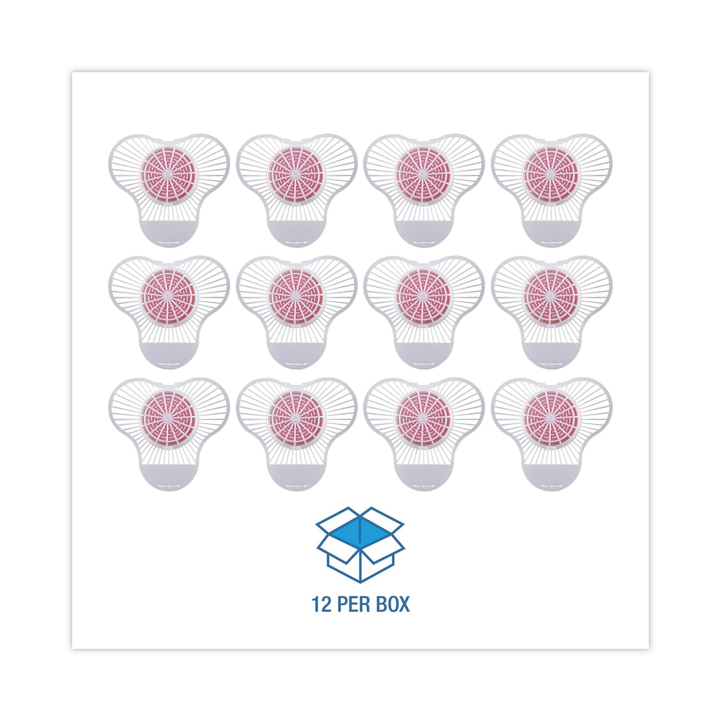 Boardwalk Urinal Screen with Para Deodorizer Block, Cherry Scent, 3 oz, Red/White, 12/Box