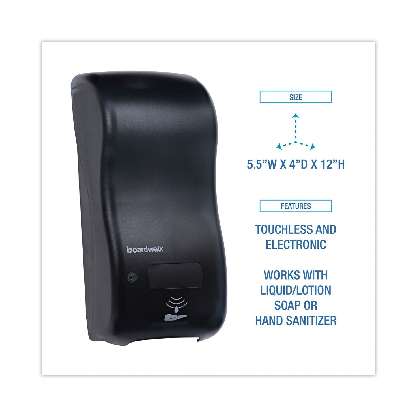 Boardwalk Bulk Fill Soap Dispenser, 900 mL, 5.5 x 4 x 12, Black