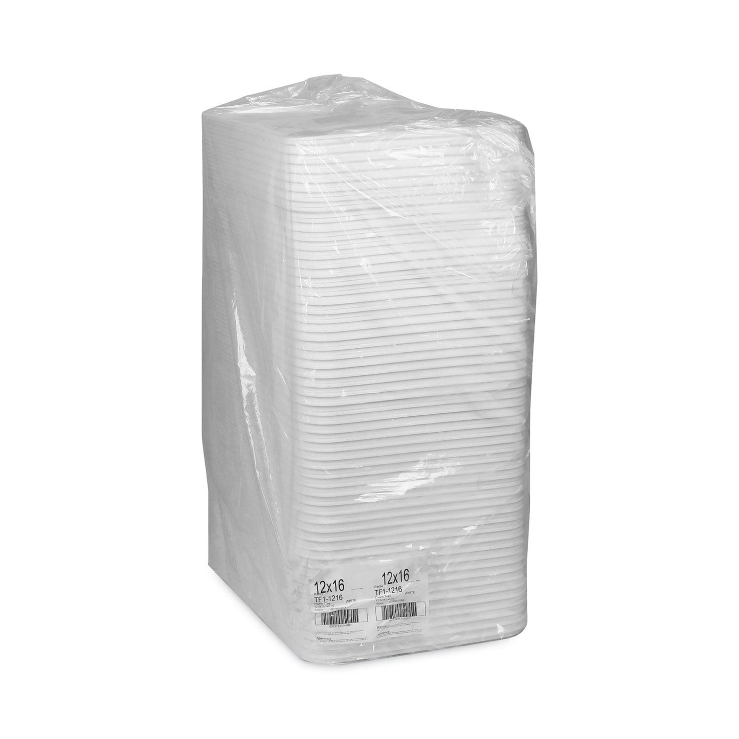 Pactiv Evergreen Supermarket Tray, #1216, 16.25 x 12.63 x 0.63, White, Foam, 100/Carton