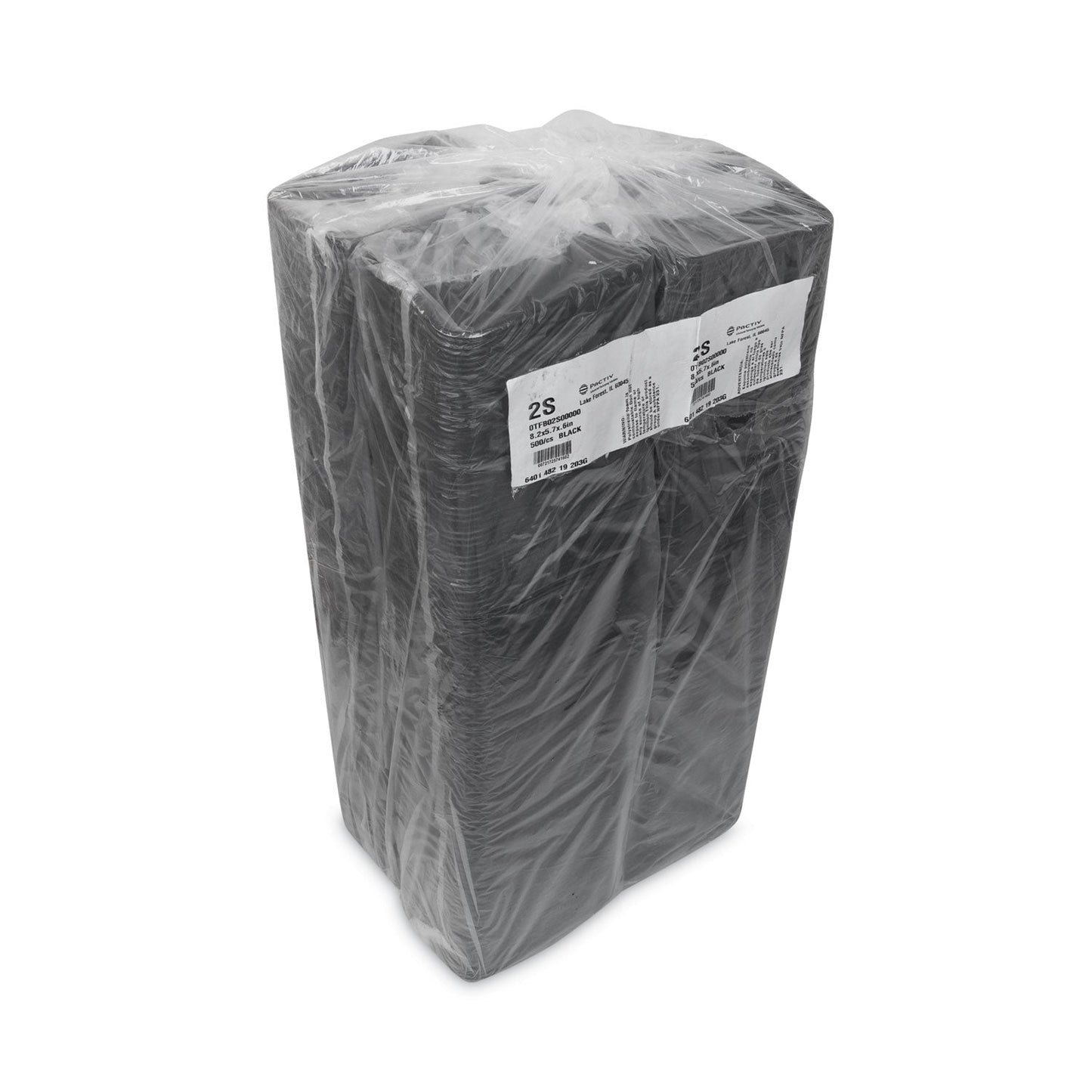 Pactiv Evergreen Supermarket Tray, #2S, 8.2 x 5.7 x 0.65, Black, Foam, 500/Carton