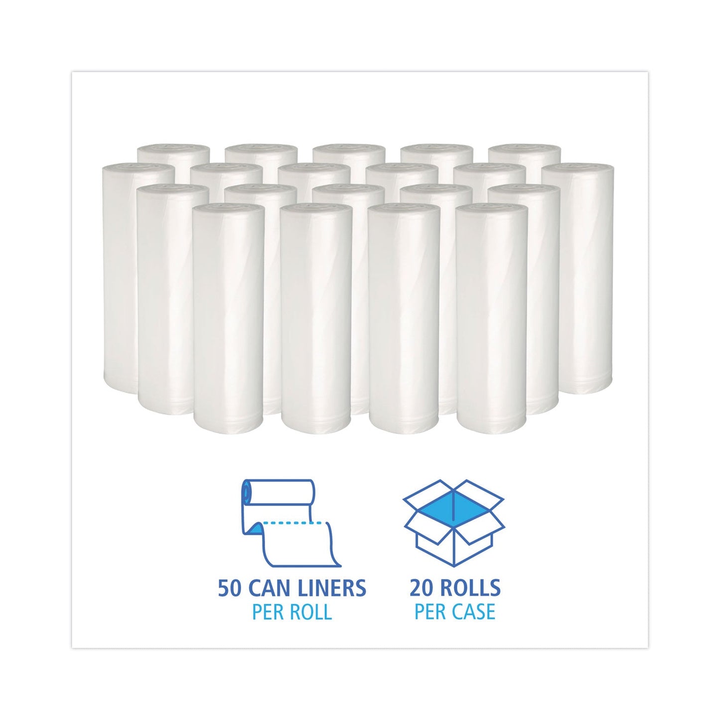 Boardwalk High-Density Can Liners, 10 gal, 6 microns, 24" x 23", Natural, 1,000/Carton