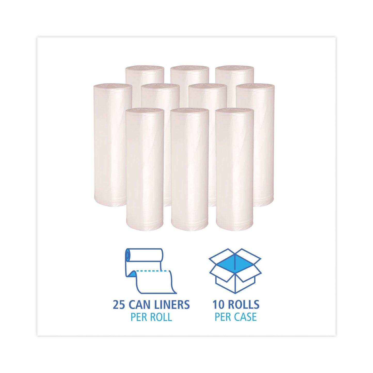 Boardwalk High-Density Can Liners, 33 gal, 14 microns, 33" x 38", Natural, 250/Carton
