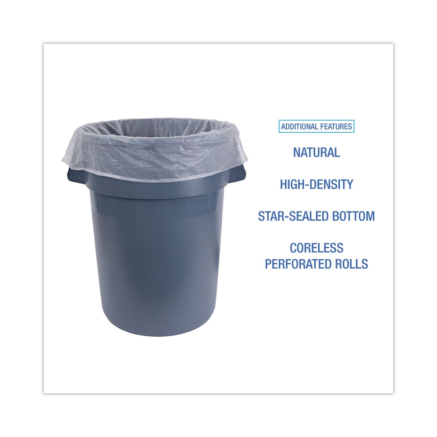 Boardwalk High-Density Can Liners, 60 gal, 11 microns, 38" x 58", Natural, 200/Carton