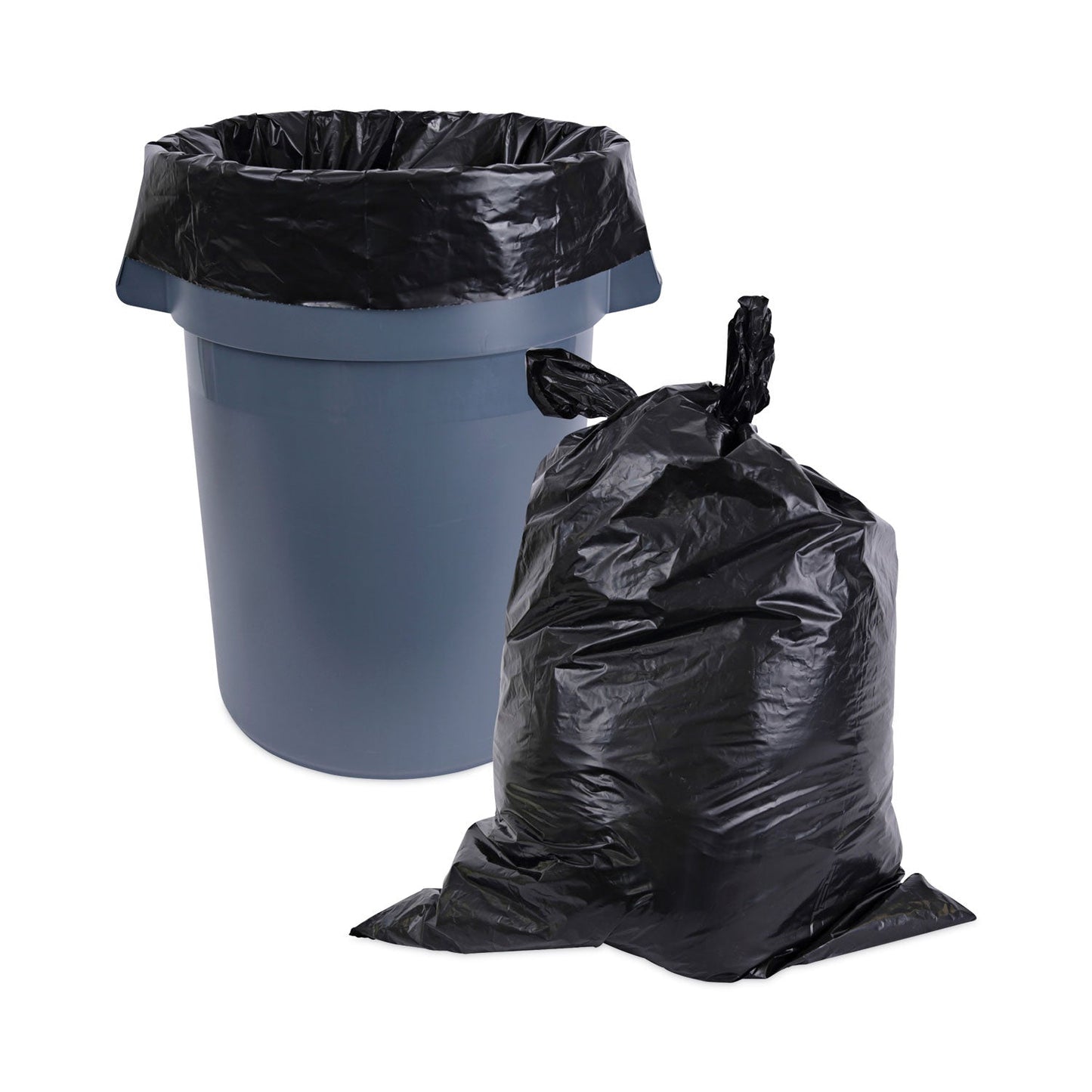 Boardwalk Industrial Drum Liners Rolls, 60 gal, 2.7 mil, 38 x 63, Black, 1 Roll of 50 Bags