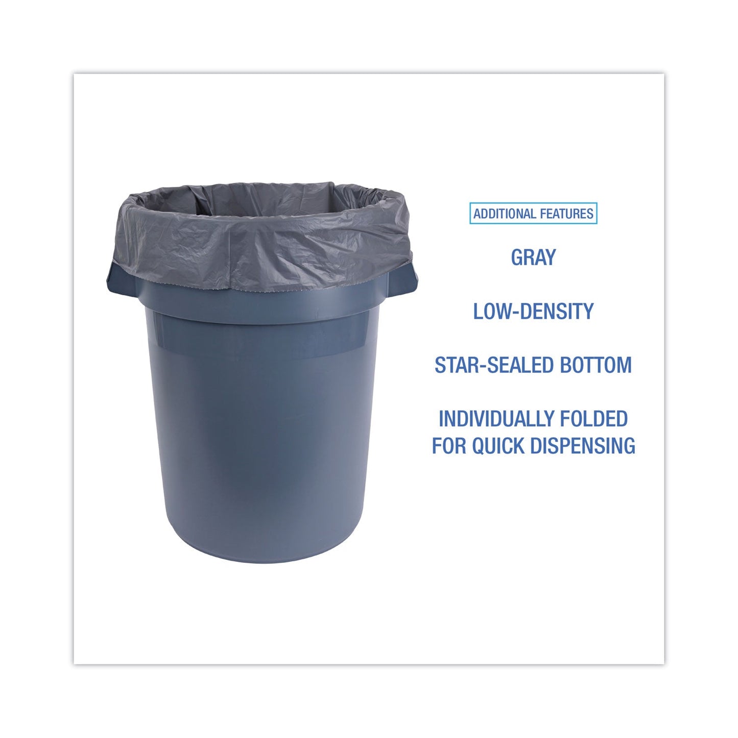 Boardwalk Linear Low Density Industrial Can Liners, 60 gal, 1.3 mil, 38 x 58, Gray, 100/Carton