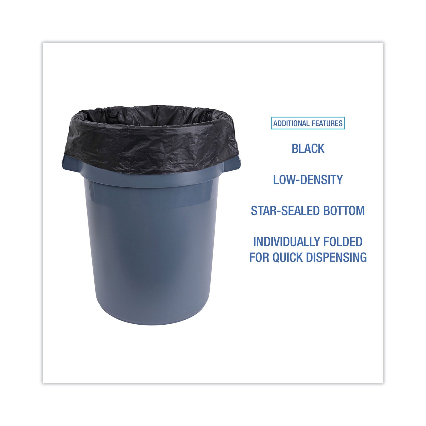 Boardwalk Linear Low Density Industrial Can Liners, 60 gal, 1.7 mil, 38 x 58, Black, 100/Carton