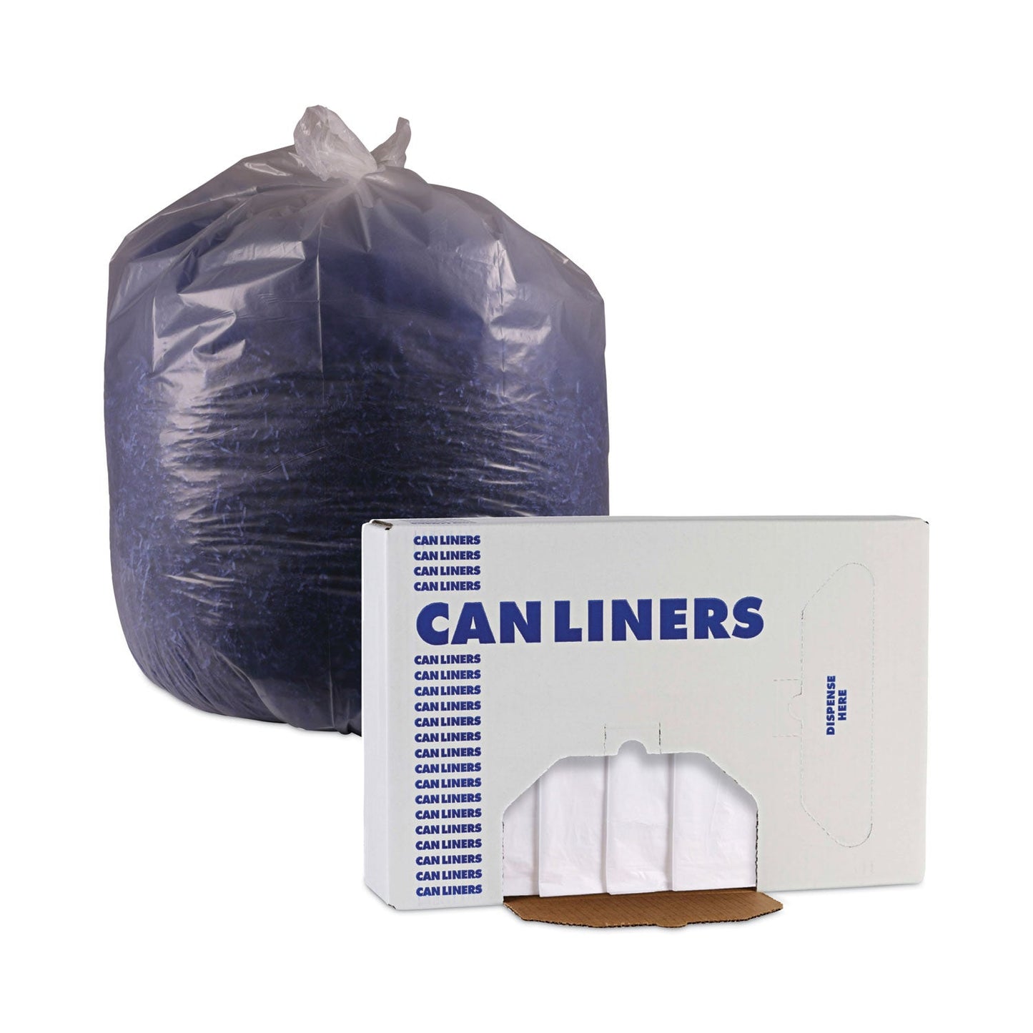 Boardwalk High Density Industrial Can Liners Flat Pack, 33 gal, 16 microns, 33 x 40, Natural, 200/Carton