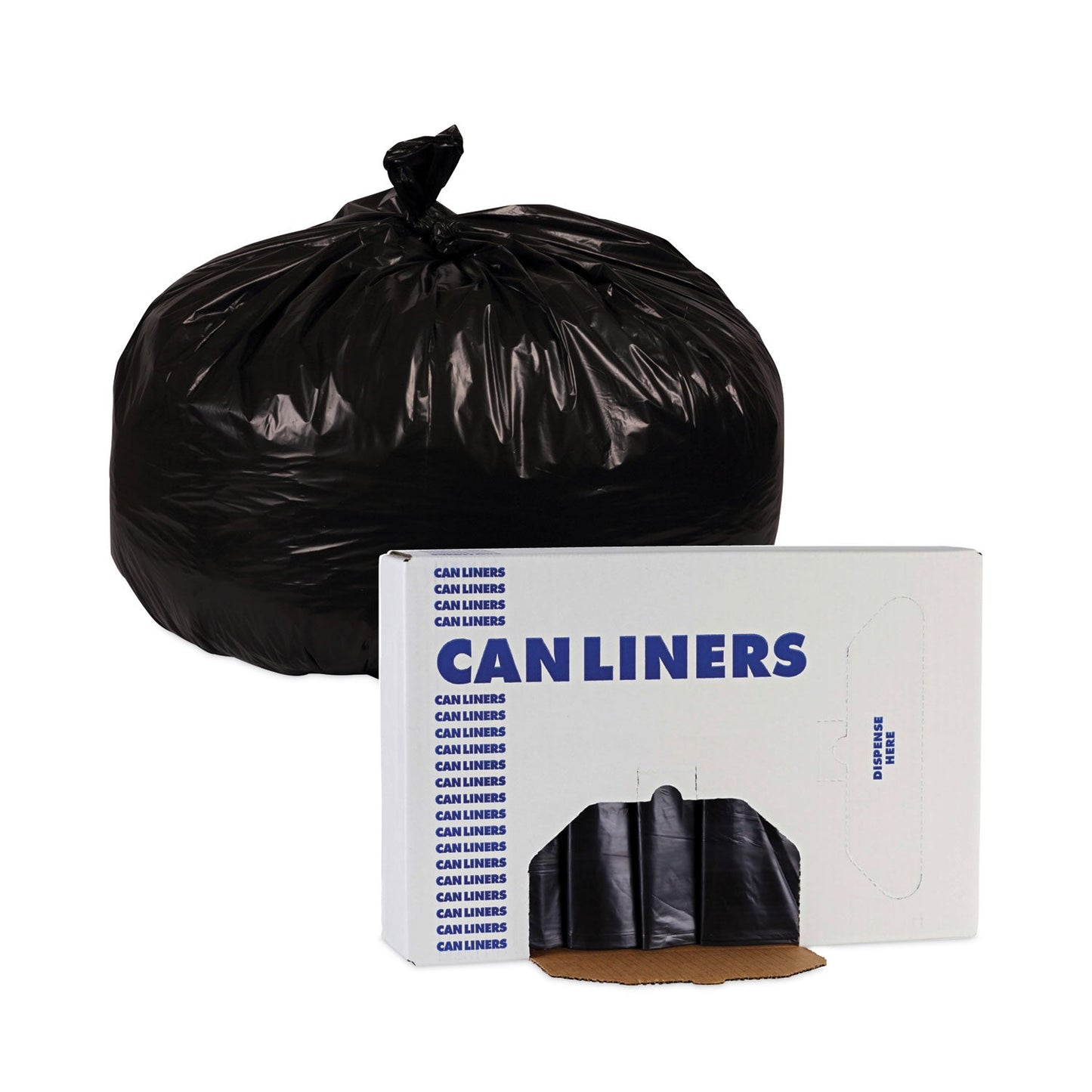 Boardwalk Linear Low Density Industrial Can Liners, 60 gal, 0.7 mil, 38 x 58, Black, 100/Carton