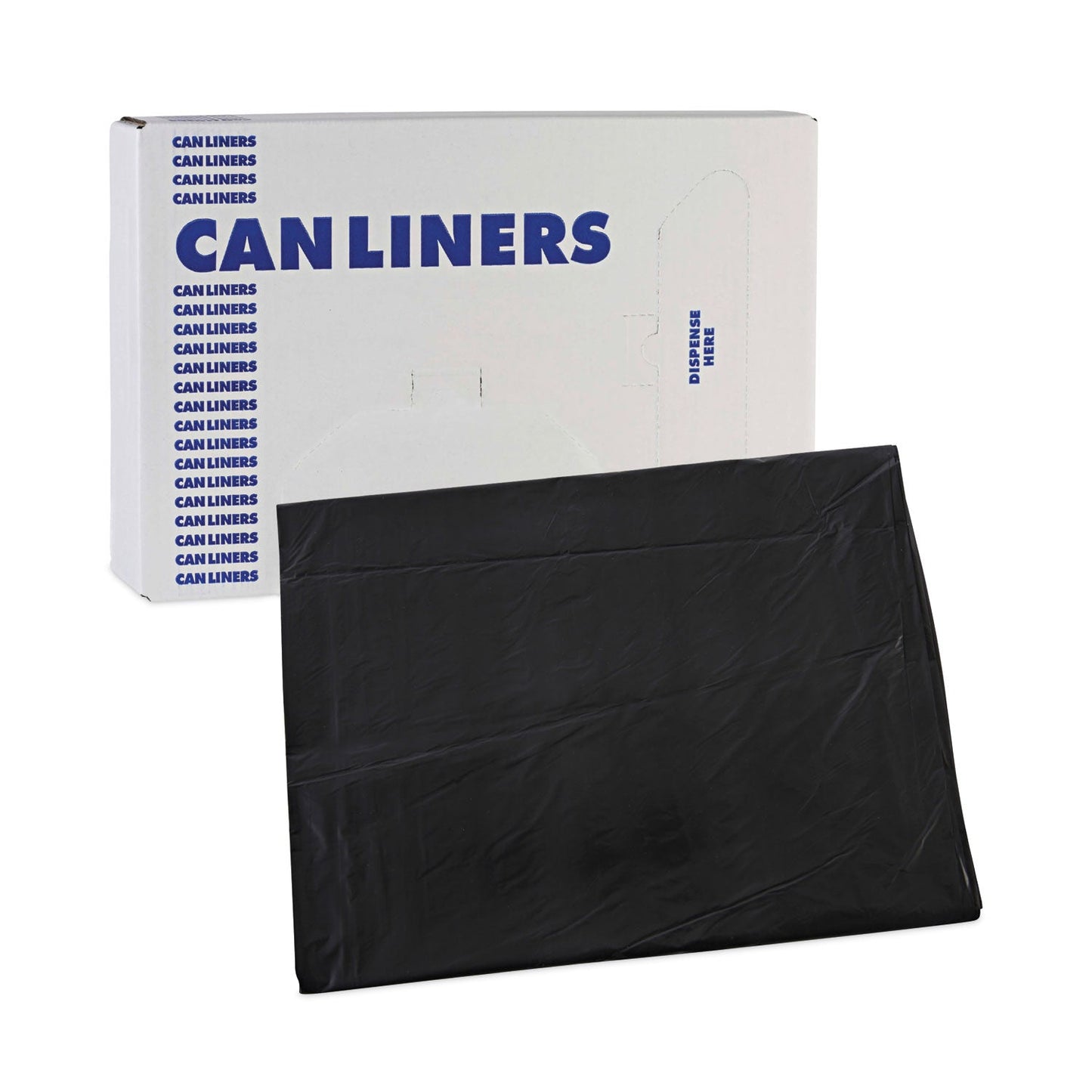 Boardwalk Linear Low Density Industrial Can Liners, 60 gal, 0.7 mil, 38 x 58, Black, 100/Carton