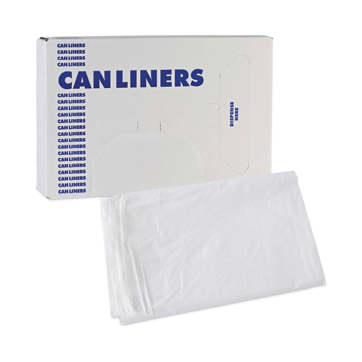 Boardwalk Linear Low Density Industrial Can Liners, 30 gal, 0.9 mil, 30 x 36, White, 100/Carton