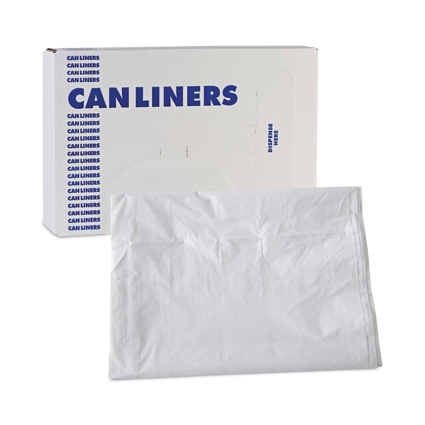 Boardwalk Linear Low Density Industrial Can Liners, 60 gal, 0.9 mil, 38 x 58, White, 100/Carton