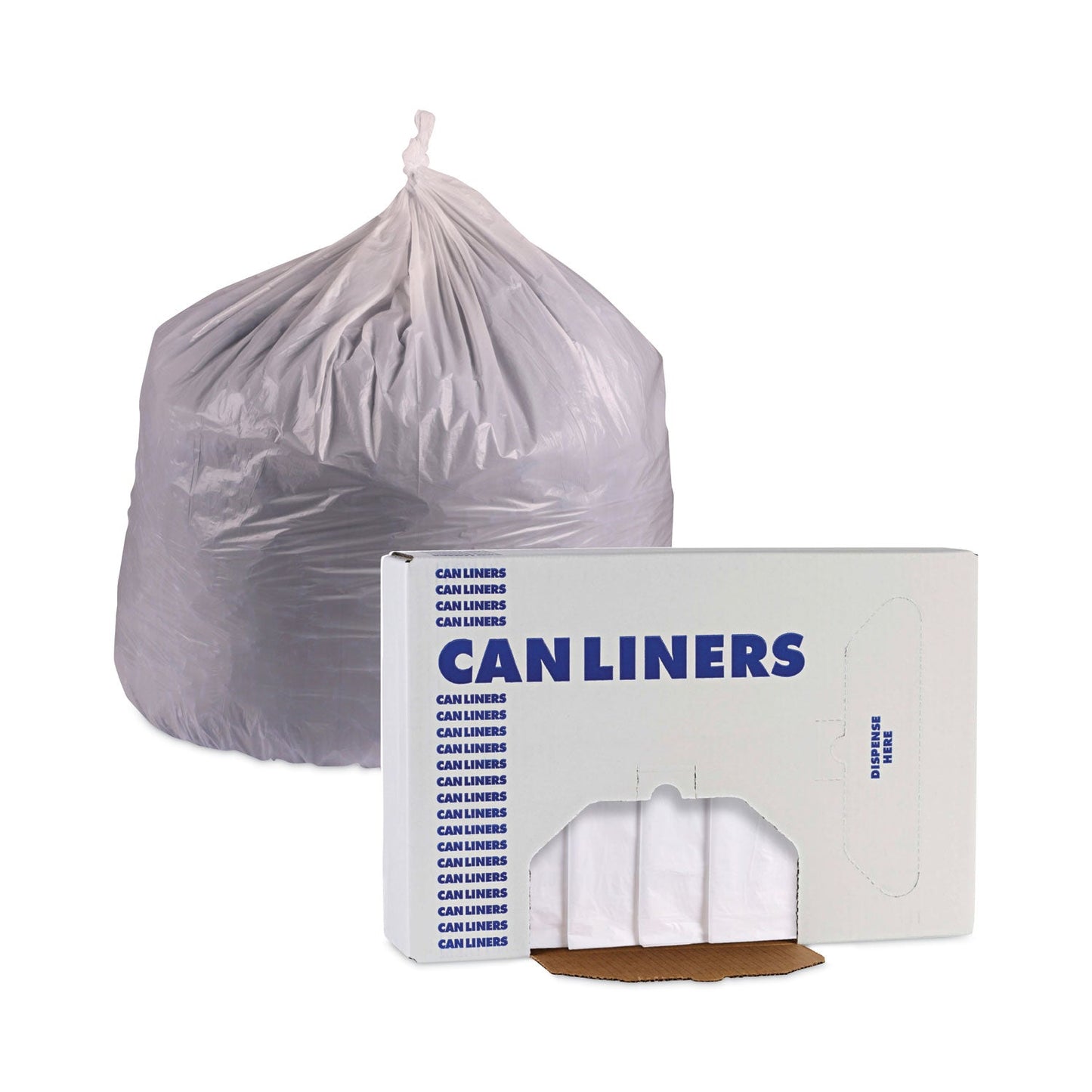Boardwalk Linear Low Density Industrial Can Liners, 56 gal, 0.9 mil, 43 x 47, White, 100/Carton