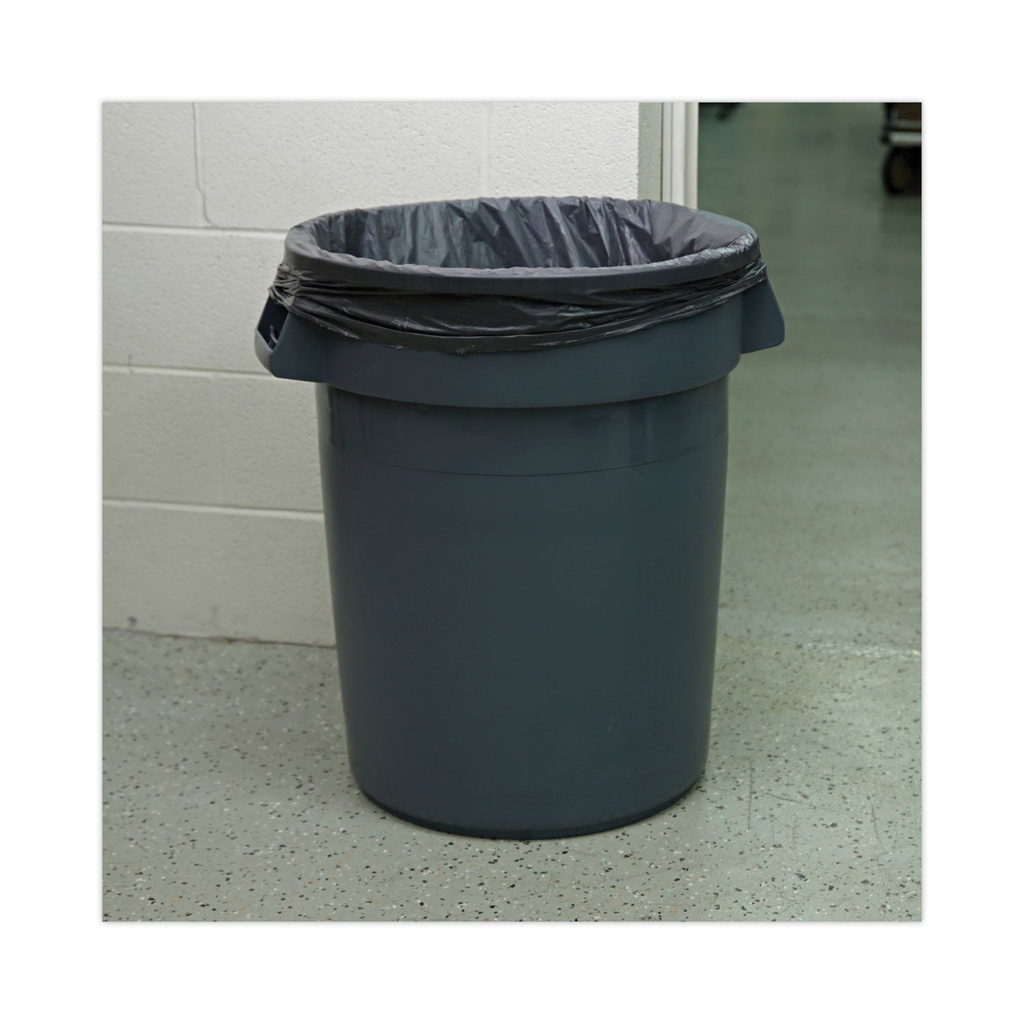 Boardwalk Round Waste Receptacle, LLDPE, 32 gal, Gray