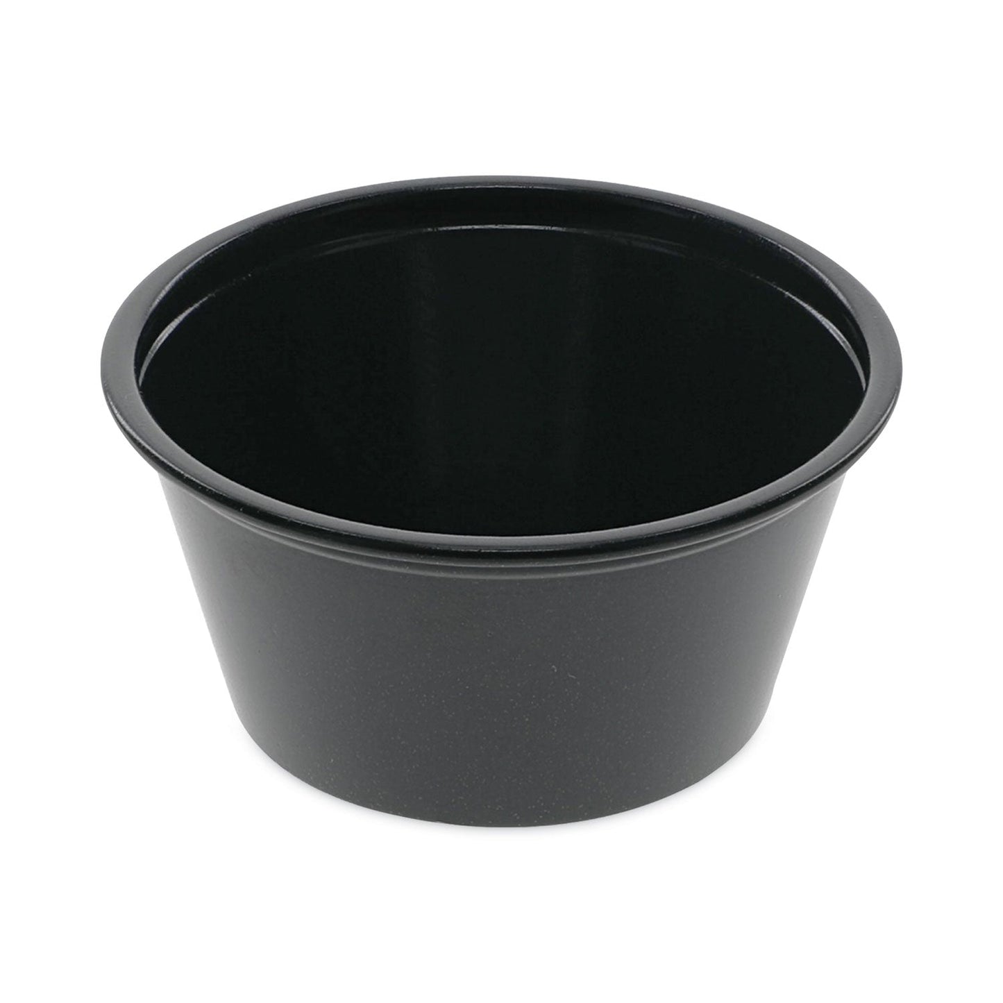 Pactiv Evergreen Plastic Portion Cup, 2 oz, Black, 200/Bag, 12 Bags/Carton
