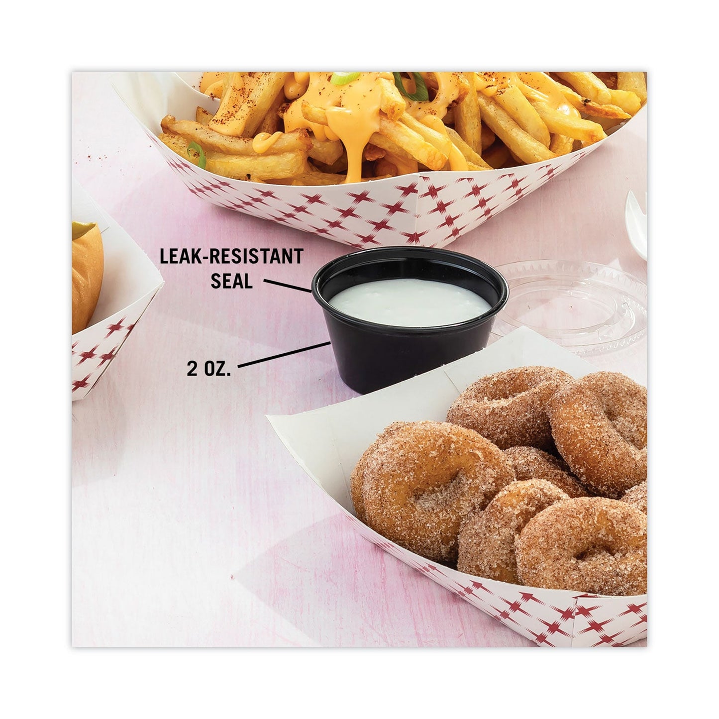 Pactiv Evergreen Plastic Portion Cup, 2 oz, Black, 200/Bag, 12 Bags/Carton