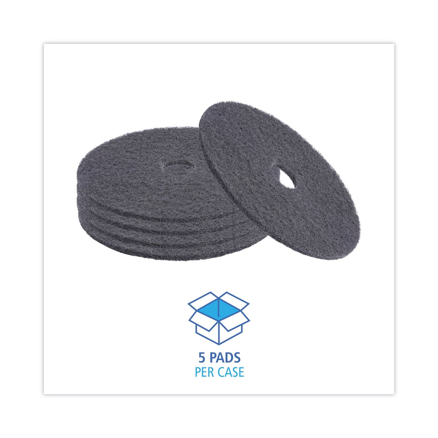 Boardwalk High Performance Stripping Floor Pads, 20" Diameter, Black, 5/Carton