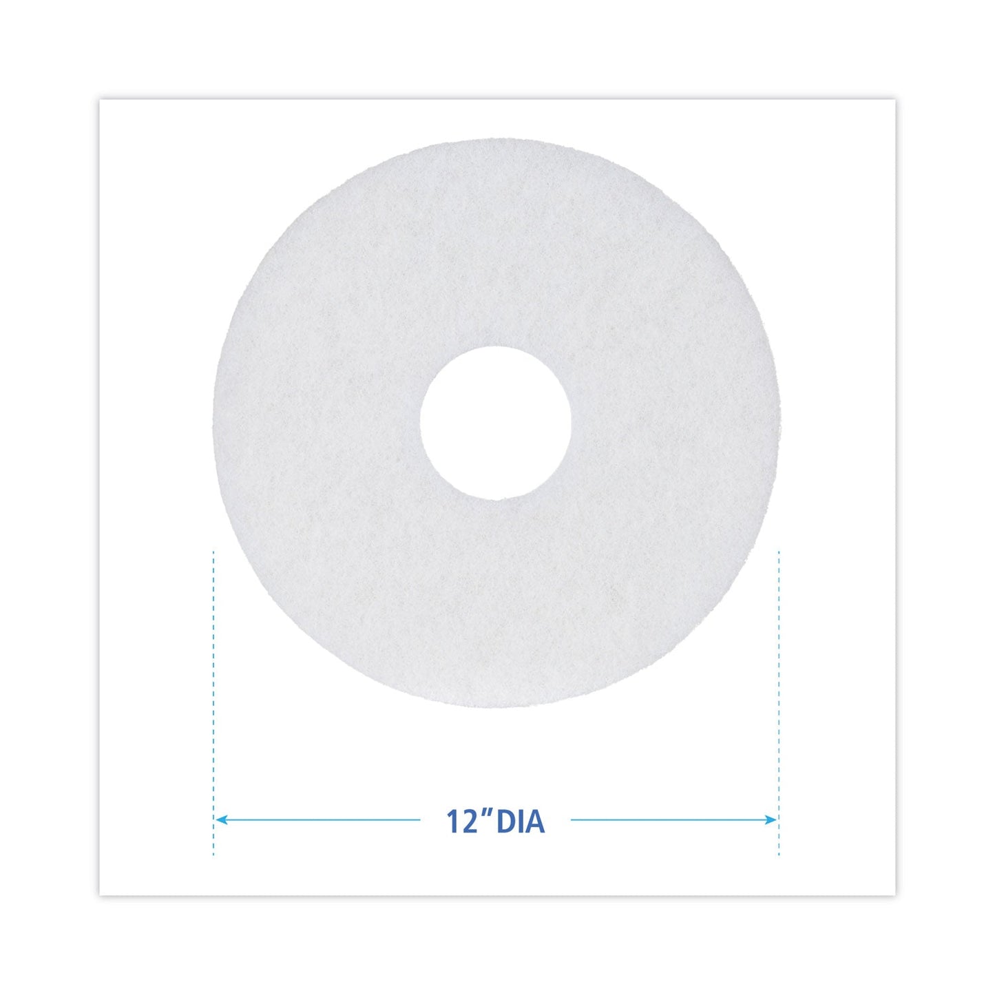 Boardwalk Polishing Floor Pads, 12" Diameter, White, 5/Carton