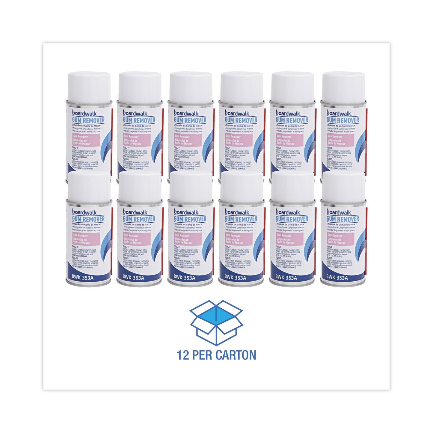 Boardwalk Chewing Gum and Candle Wax Remover, 6 oz Aerosol Spray, 12/Carton