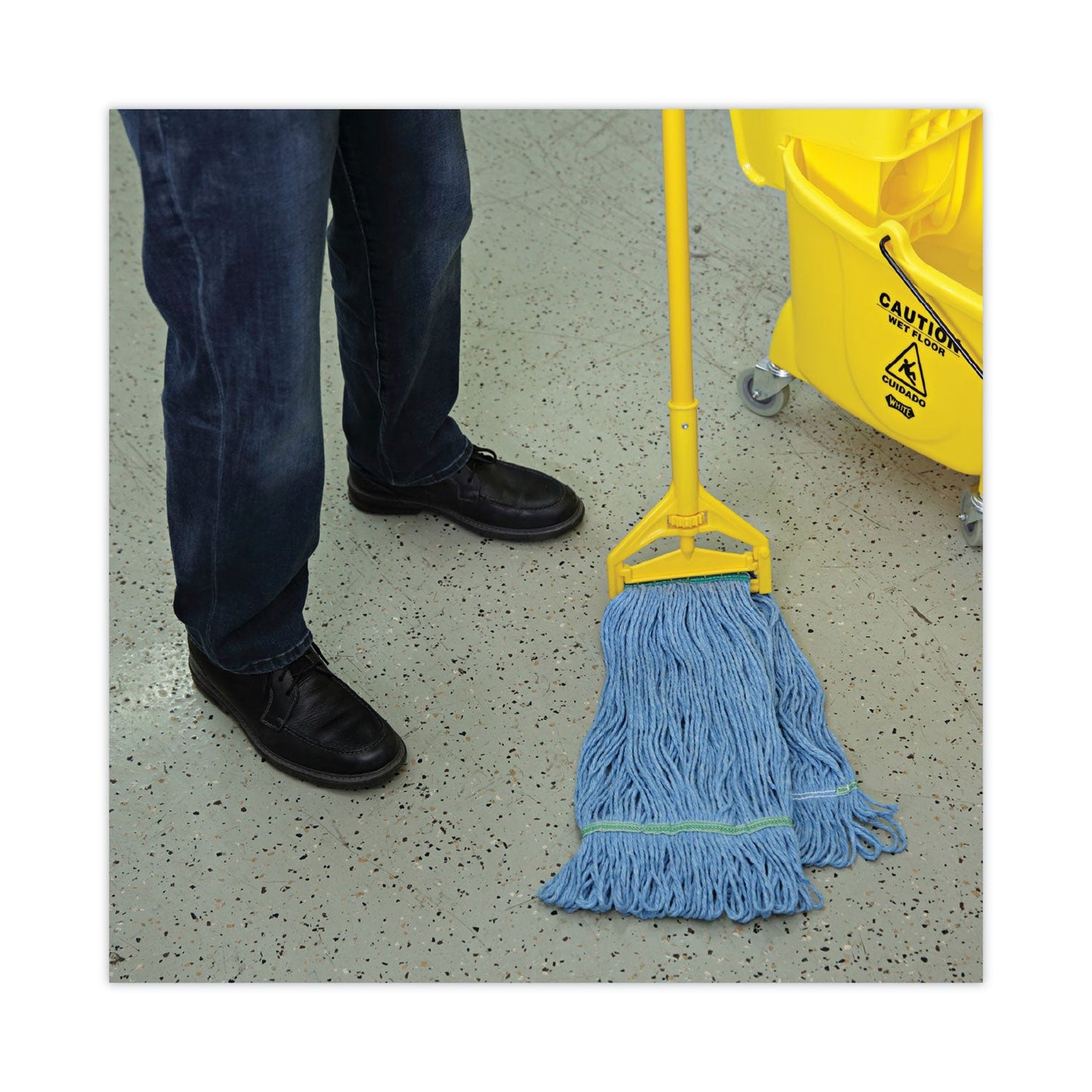 Boardwalk Super Loop Wet Mop Head, Cotton/Synthetic Fiber, 1" Headband, Medium Size, Blue, 12/Carton