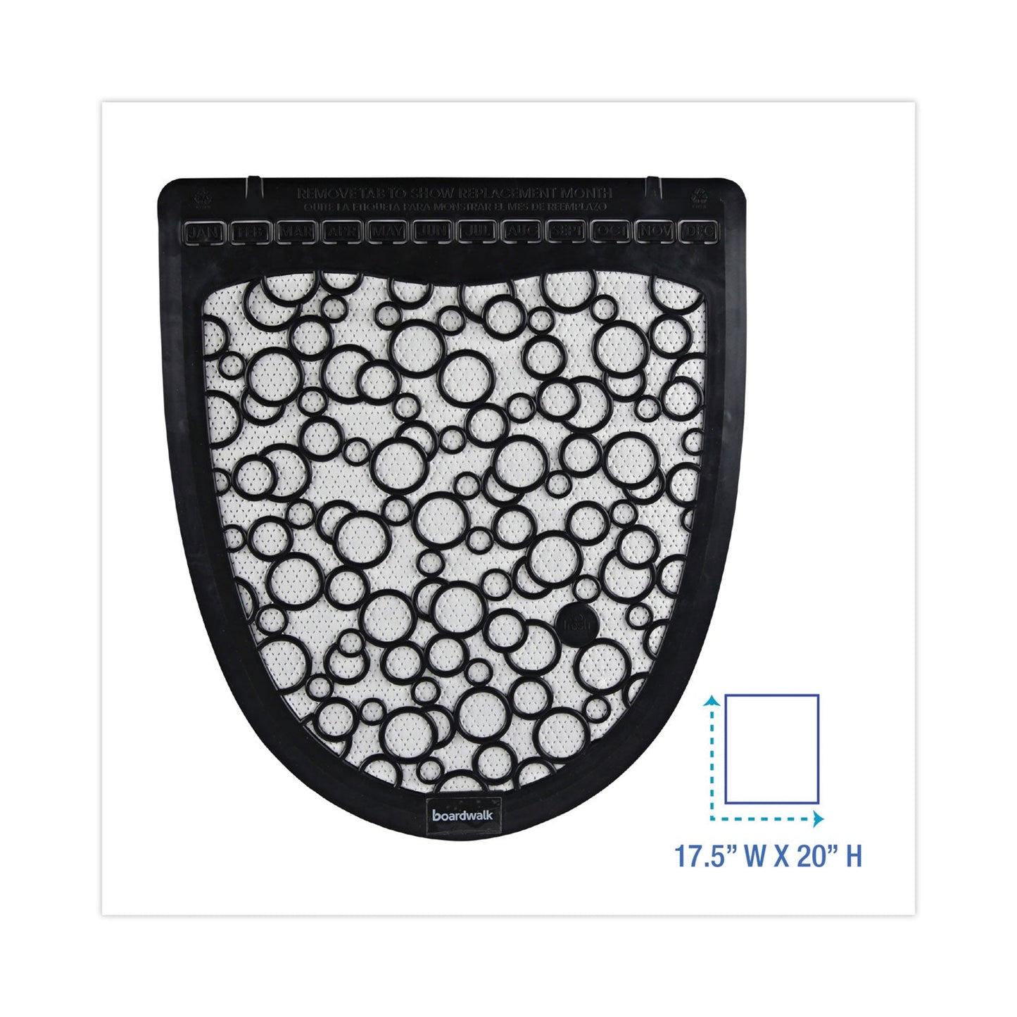 Boardwalk Urinal Mat 2.0, Rubber, 17.5 x 20, Black/White, 6/Carton