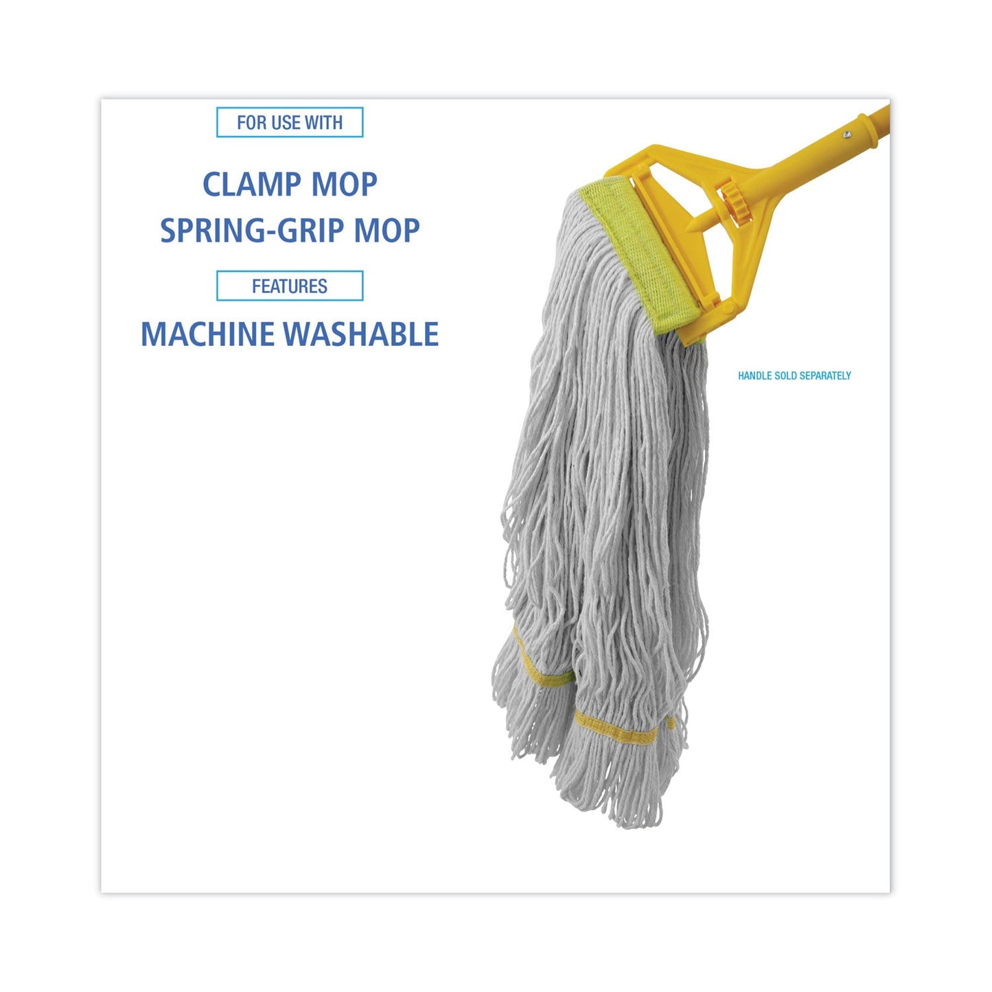 Boardwalk Super Loop Wet Mop Head, Cotton/Synthetic Fiber, 5" Headband, Small Size, White, 12/Carton