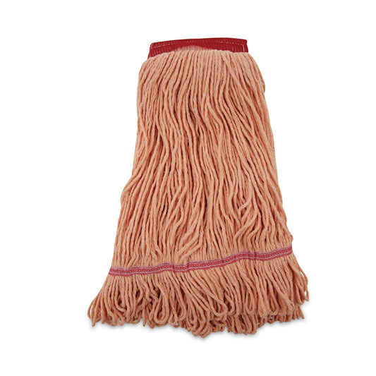 Boardwalk Super Loop Wet Mop Head, Cotton/Synthetic Fiber, 5" Headband, Large Size, Orange, 12/Carton