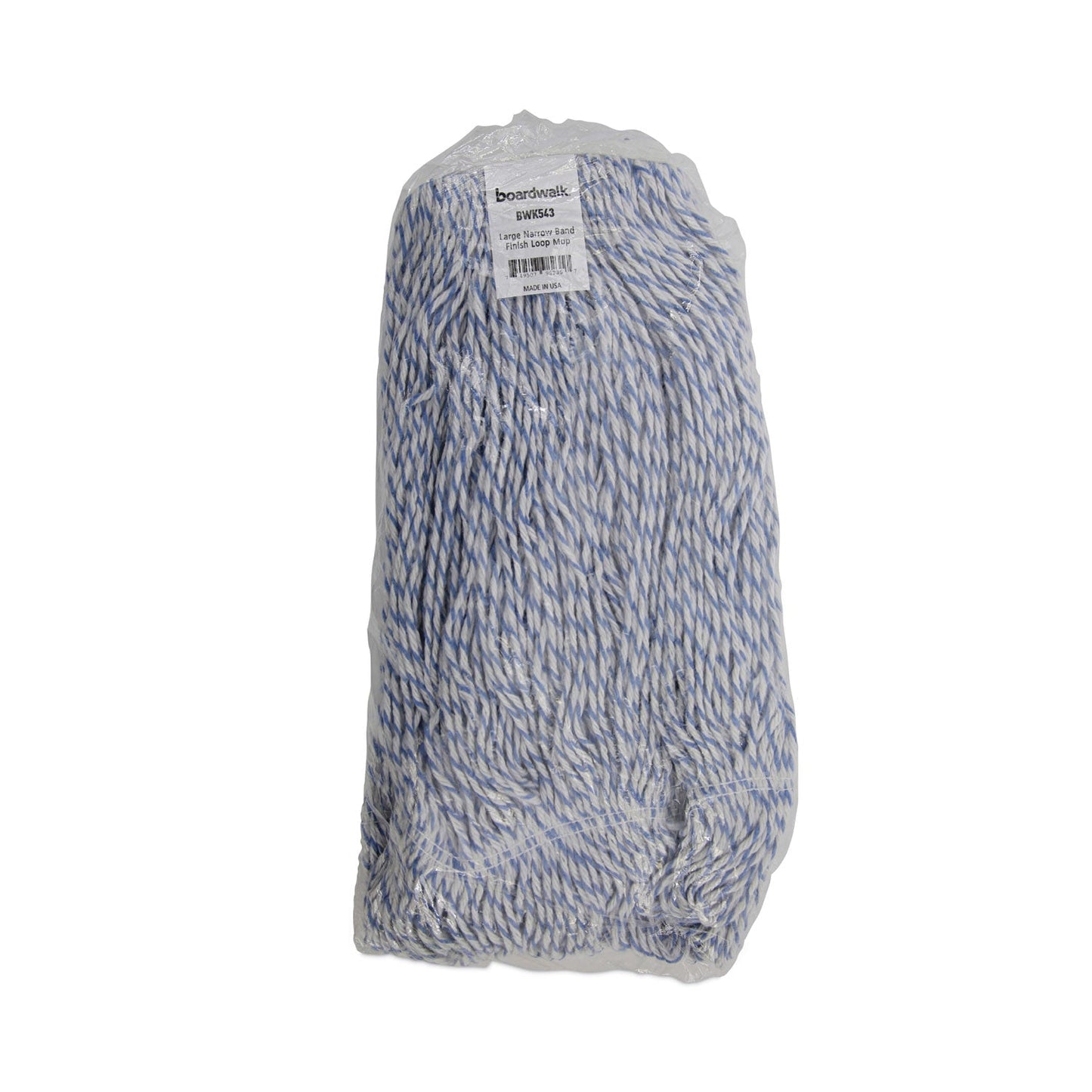Boardwalk Mop Head, Floor Finish, Narrow, Rayon/Polyester, Large, White/Blue, 12/Carton