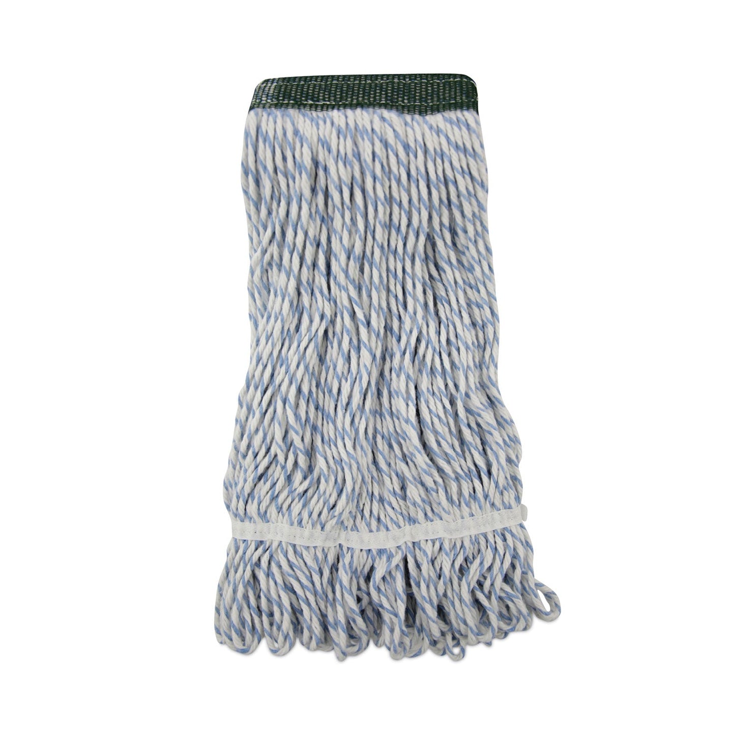 Boardwalk Mop Head, Floor Finish, Wide, Rayon/Polyester, Medium, White/Blue, 12/Carton