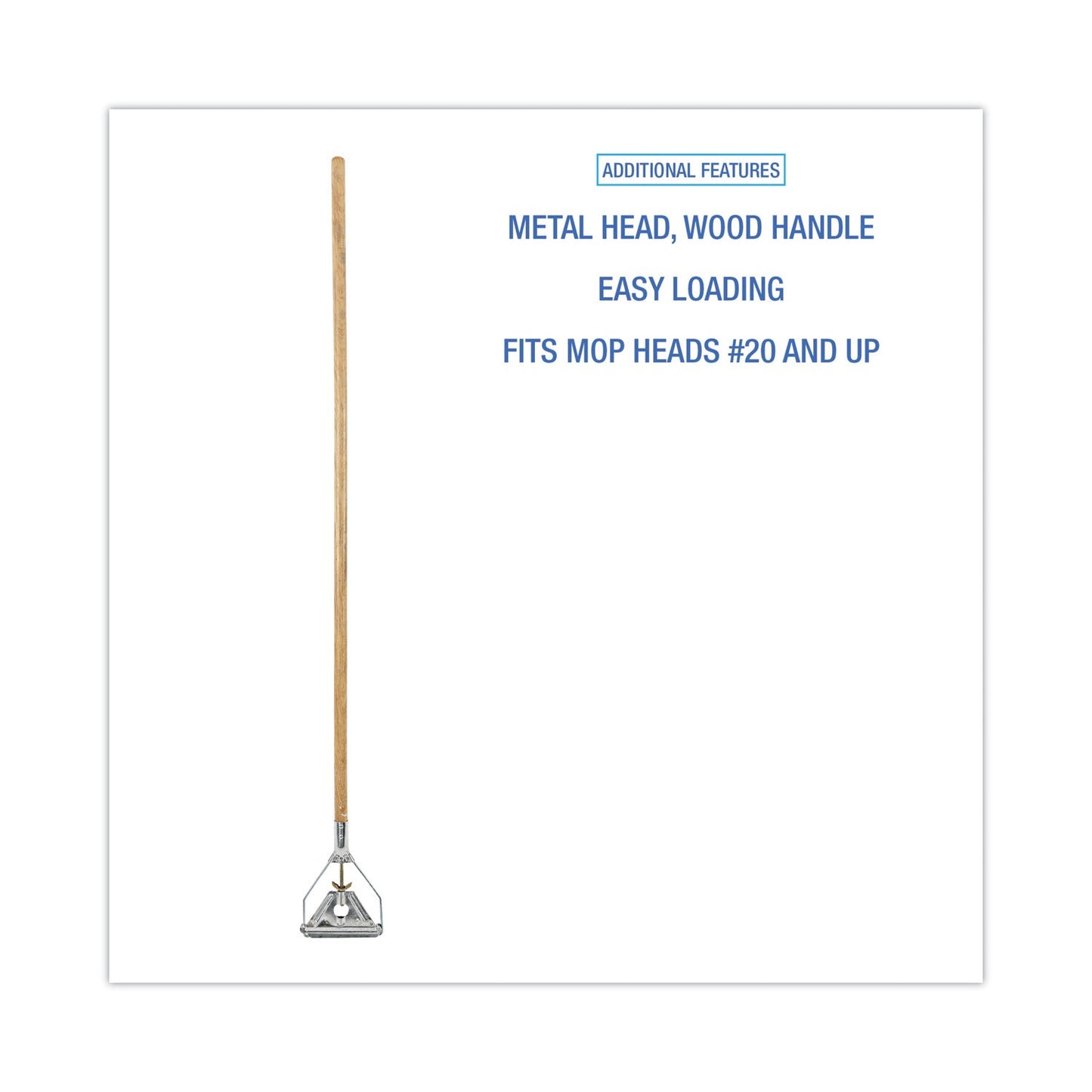 Boardwalk Quick Change Metal Head Wooden Mop Handle, Junior, 0.88" dia x 54", Natural
