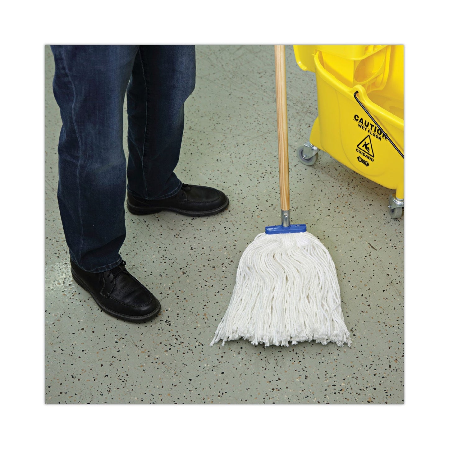 Boardwalk Cut-End Lie-Flat Wet Mop Head, Rayon, 16oz, White