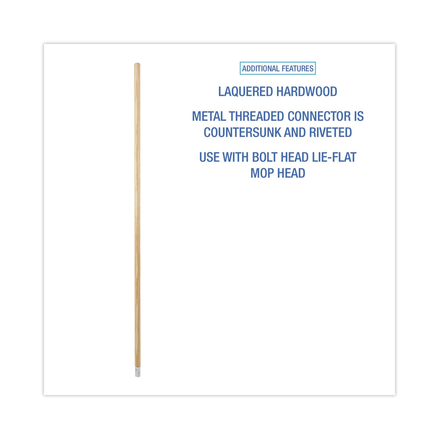 Boardwalk Lie-Flat Screw-In Mop Handle, Lacquered Wood, 1.13" dia x 54", Natural
