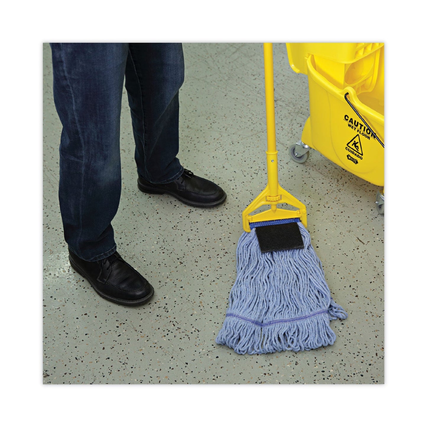 Boardwalk Mop Head, Loop-End, Cotton With Scrub Pad, Medium, 12/Carton