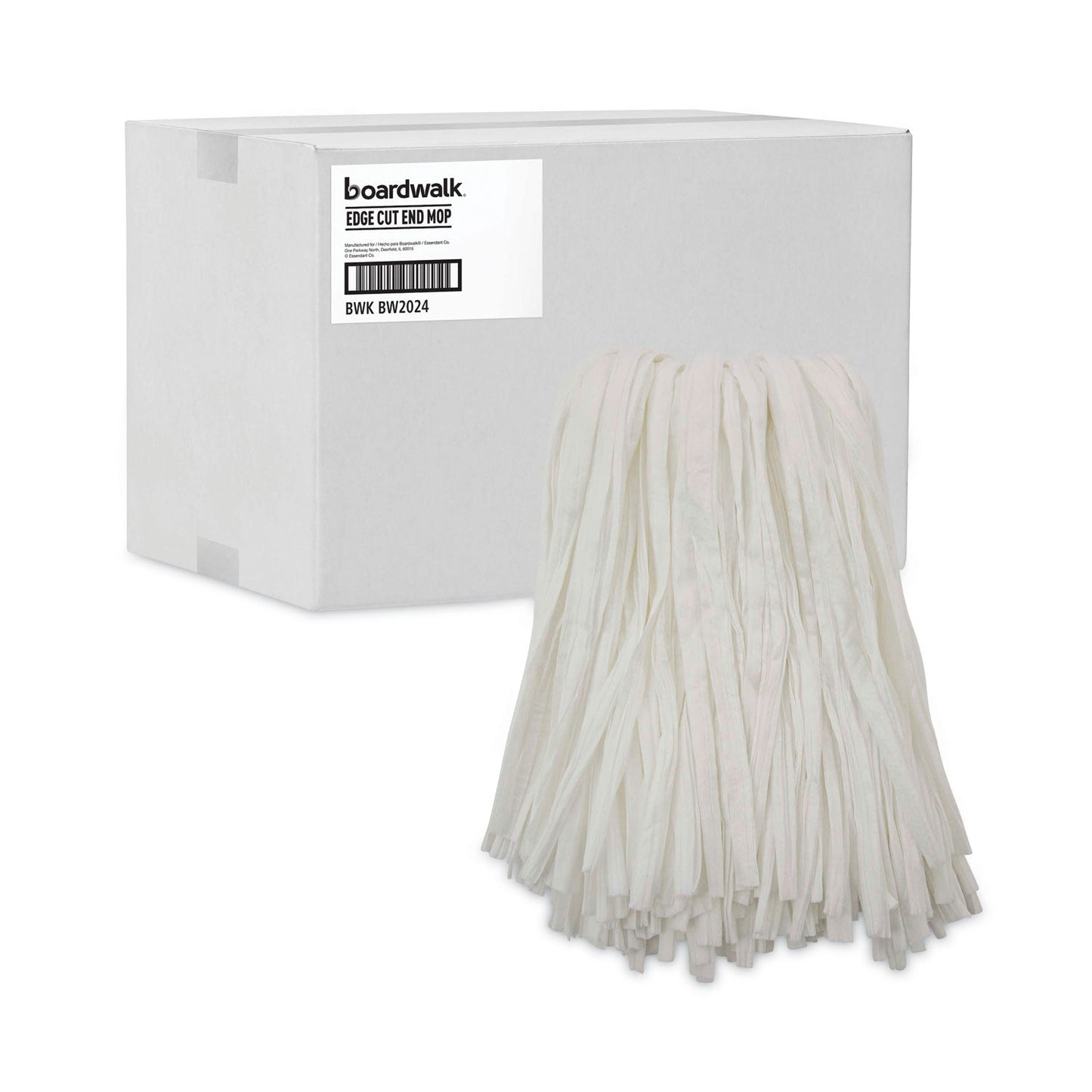 Boardwalk Nonwoven Cut End Edge Mop, Rayon/Polyester, #24, White, 12/Carton