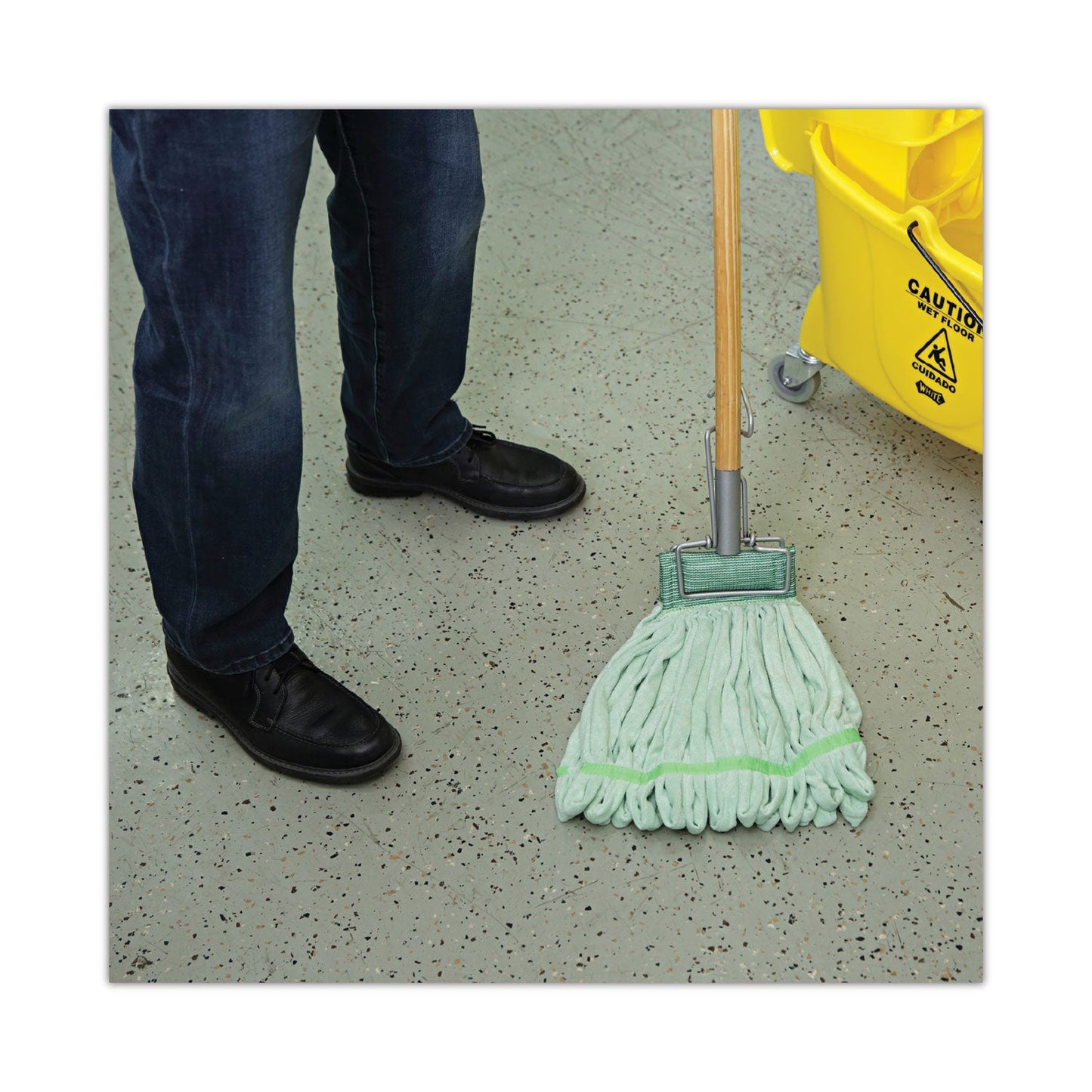 Boardwalk Microfiber Looped-End Wet Mop Head, Medium, Green