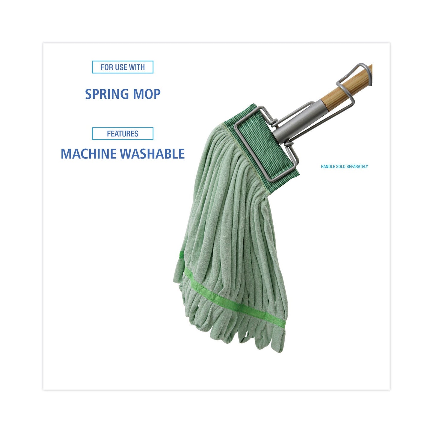 Boardwalk Microfiber Looped-End Wet Mop Heads, Medium, Green, 12/Carton