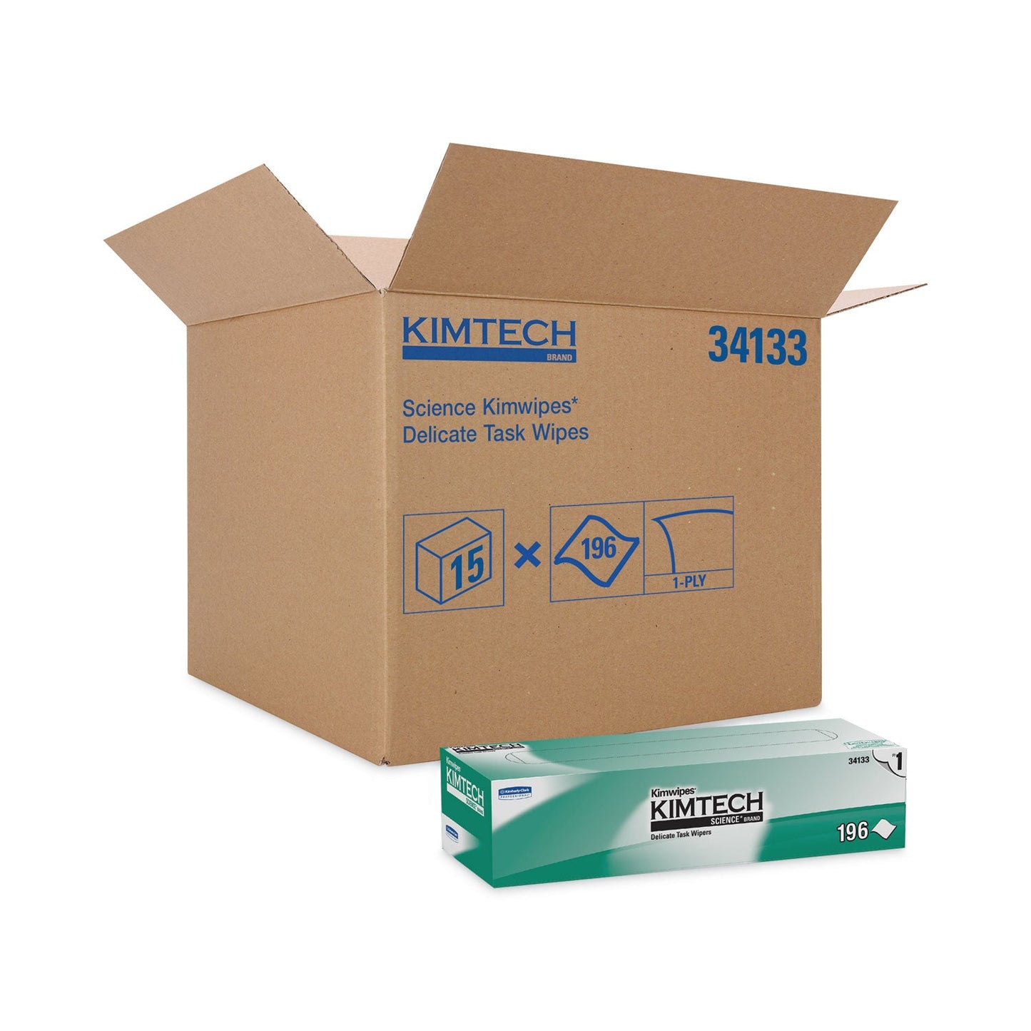 Kimtech Kimwipes Delicate Task Wipers, 1-Ply, 11.8 x 11.8, 198/Box, 15 Boxes/Carton