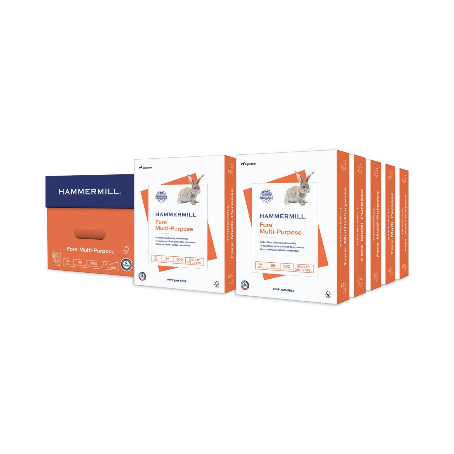 Hammermill Fore Multipurpose Print Paper, 96 Bright, 24 lb Bond Weight, 8.5 x 11, White, 500 Sheets/Ream, 10 Reams/Carton