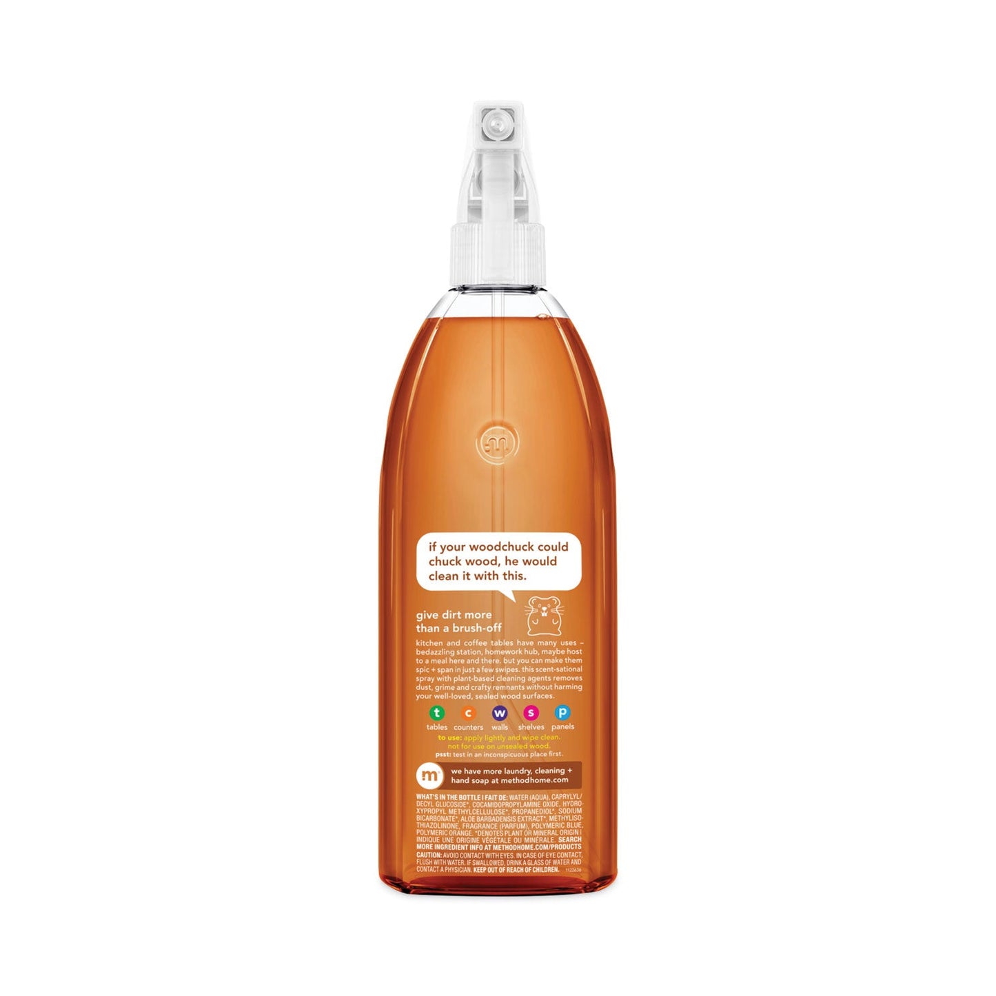 Method Daily Wood Cleaner, 28 oz Spray Bottle, 8/Carton
