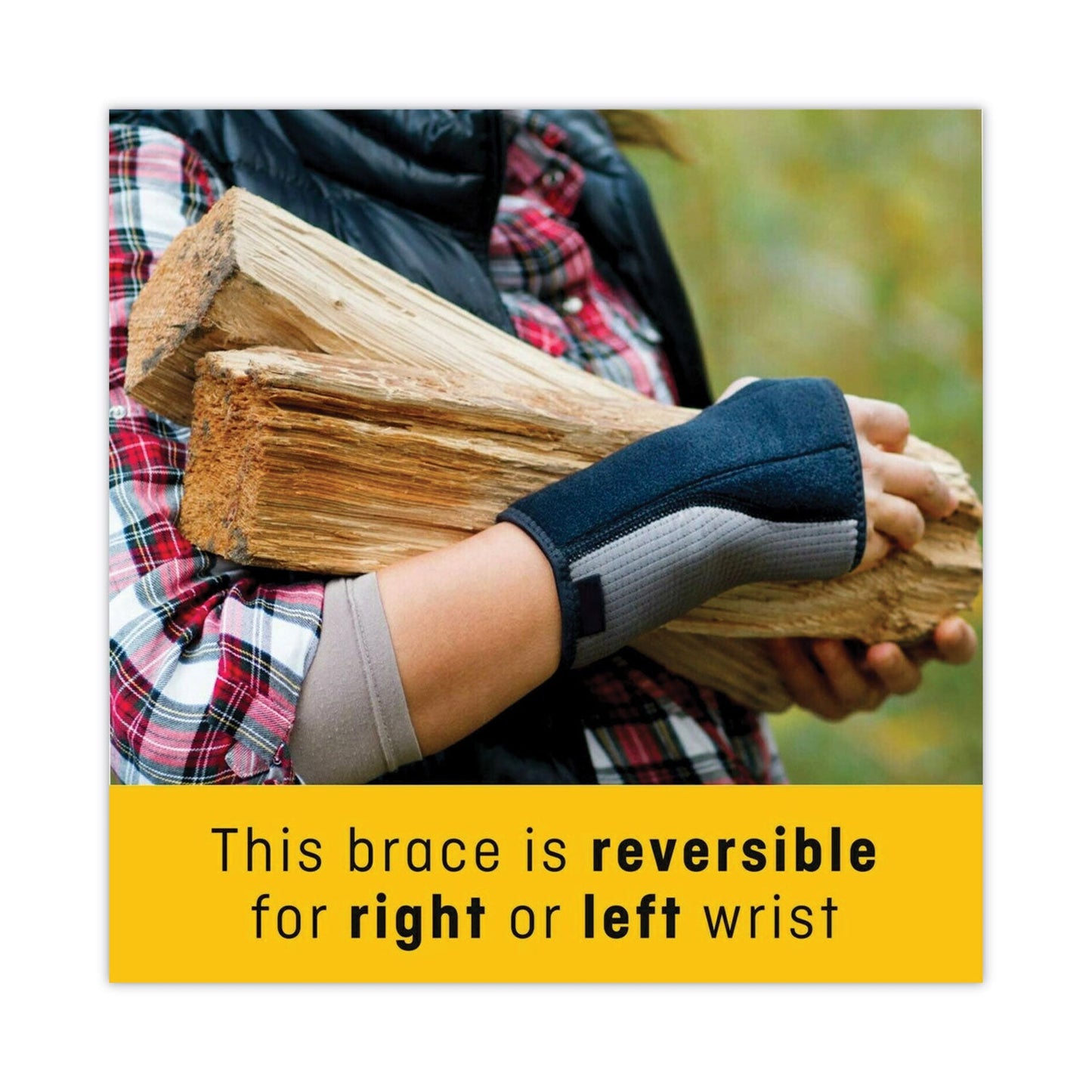 FUTURO Adjustable Reversible Splint Wrist Brace, Fits Wrists 5.5" to 8.5", Black