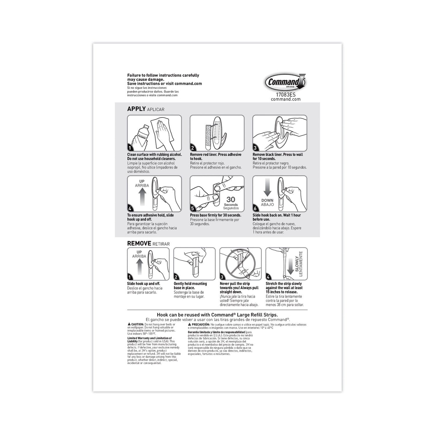 Command Designer Hooks, Plastic, White, 5 lb Cap, 16 Hooks and 24 Strips/Pack