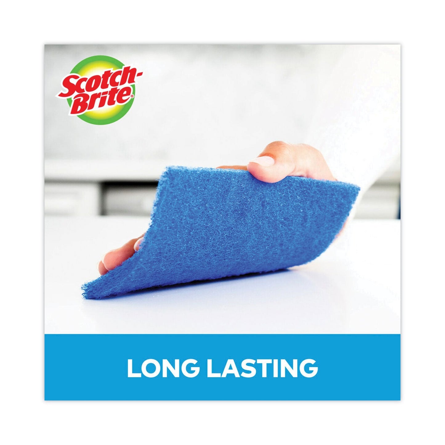 Scotch-Brite Non-Scratch Scour Pads, Size 3 x 6, Blue, 10/Carton